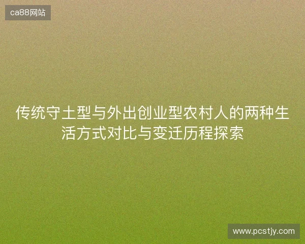 传统守土型与外出创业型农村人的两种生活方式对比与变迁历程探索