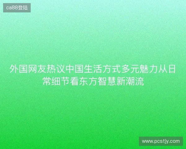 外国网友热议中国生活方式多元魅力从日常细节看东方智慧新潮流